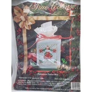 TRUE COLORS Ribbon Embroidery SRK 70010 Poinsettia Tissue Box Beginnner Level